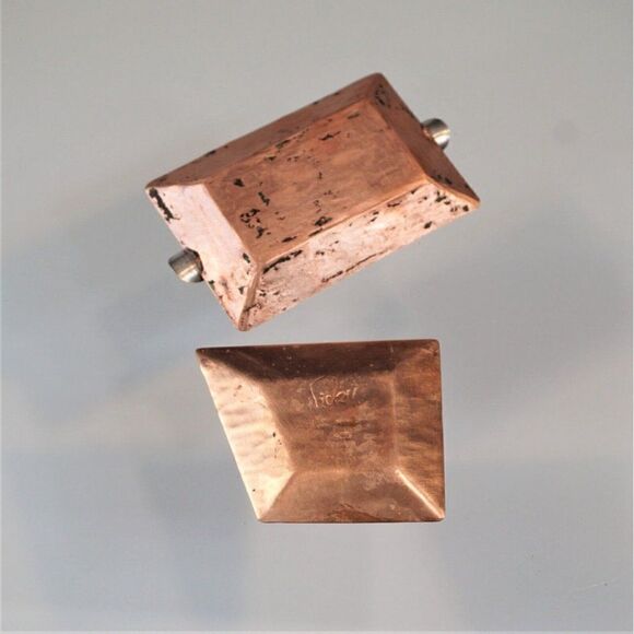 2 Small Ashtrays Vintage Copper  925 Sterling Silver Artist Signed Ash Tray Peru - Picture 2 of 8